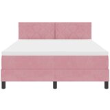 vidaXL Kutna Postelja s Madracem Ružičasta 140x190 cm Baršun | shoptok.hr