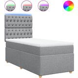 vidaXL Box spring postelja z vzmetnico svetlo siv 100x200 cm blago, (21291432) | Shoptok.si