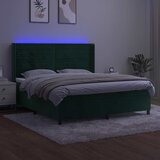  box spring s madracem LED tamnozeleni 160x200 cm baršun | shoptok.hr