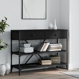 Maison Chic konzolna miza - miza ob steni s predali in policami črn inženirski les, (21785841) | Shoptok.si