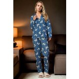 Dewberry 43103 Buttoned Women Pyjama Set-BLUE | Shoptok.si