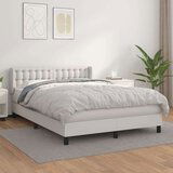  Box spring postelja z vzmetnico bel 140x190 cm umetno usnje, (20846882) Cene
