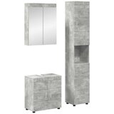  Set namještaja za kupaonicu TULUM 3 kom. Betonski sivi - Beton siva Kupaonski ormar s ogledalom + visoki ormar | shoptok.hr