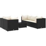 vidaXL Vrtna sedežna garnitura 6-delna z blazinami črn poli ratan, (21316485) | Shoptok.si