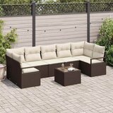  Set sofe 8 pcs Smeđa i krem poliratan | shoptok.hr
