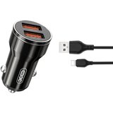 XO car charger CC48 2x USB 2.4A black + USB-C cable Cijene