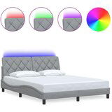 Maison Chic Posteljni okvir - Dvoposteljna postelja - Zakonska postelja z LED brez vzmetnice svetlo siv 160x200cm blago, (21697120) | Shoptok.si