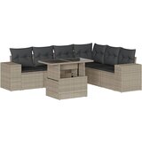Maison Chic Seti vrtnega pohištva - Vrtna garnitura - Vrtni pohištvo set 7-delna z blazinami siv poli ratan, (21802539) | Shoptok.si