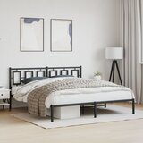Maison Chic Kovinski Posteljni okvir - Dvoposteljna postelja - Zakonska postelja z vzglavjem črn 183x213 cm, (21692454) | Shoptok.si