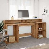 vidaXL Pisalna miza z LED lučkami artisan hrast 200x55x91 cm inž. les | Shoptok.si