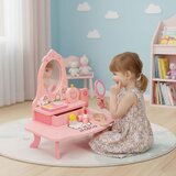 ECO TOYS dječji drveni stolić za uljepšavanje – ogledalo, ladica i 7 dodataka | shoptok.hr