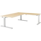 mauser Pisalna miza, s priključkom, ŠxG 1800 x 900 mm, kotni element na desni strani (širina 1000 mm), plošča imitacija javorja, ogrodje aluminijasto | Shoptok.si