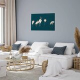  Plakat - Evening at the Pond - group of cranes drawn in dry pastel on a dark turquoise background 60x40 Bez okvira | shoptok.hr