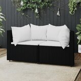 Maison Chic Vrtni kotni kavč - Zunanji kavči z blazinami 2 kosa črn poli ratan, (22040914) | Shoptok.si