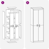 Ormarić Omarica za shranjevanje 2 pcs Črna 60 x 40 x 180 cm Jeklo, (5000152684) | Shoptok.si