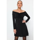 Trendyol Black Evening Dress with Open Waist / Skater Knitted Unlined Evening Dress Cene