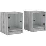  The Living Store Nočna omarica s steklenimi vrati 2 kosa siva sonoma 35x37x42 cm - Nočna Omarica, (21442901) | Shoptok.si