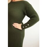 Kesi Włoski Plus Size women's oversized sweater dress with mohair and pocket khaki | Shoptok.si
