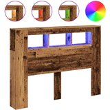 vidaXL LED posteljno vzglavje starinski les 140x18,5x103,5 cm inž. les | Shoptok.si