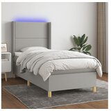  Box spring postelja z vzmetnico LED sv. siva 100x200 cm blago | Shoptok.si
