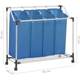 vidaXL Koš za sortiranje perila s 4 vrečami jeklo moder, (20704813) | Shoptok.si