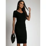 FASARDI Black pencil short sleeve dress AZRJL703