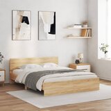 vidaXL Posteljni okvir z vzglavjem sonoma hrast 150x200 cm Cene