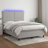  Box spring postelja z vzmetnico LED sv. siva 140x200 cm blago, (20723832) Cene