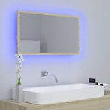  LED kupaonsko ogledalo boja hrasta sonome 80x8,5x37 cm akrilno | shoptok.hr