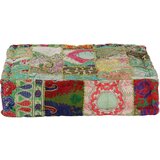 vidaXL Tabure s patchworkom četvrtasti pamučni 50 x 50 x 12 cm zeleni Cijene