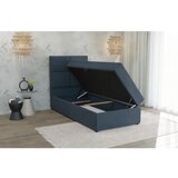 Ropez Temno modra oblazinjena postelja s prostorom za shranjevanje z letvenim dnom 100x200 cm Lena – | Shoptok.si