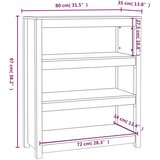 Ormarić za knjige Siva 80x35x97 cm od masivne borovine | shoptok.hr