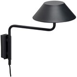 Hübsch Črna kovinska LED zatemnitvena stenska svetilka z vtikačem ø 30 cm Cover – Cene