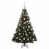  Umjetno božićno drvce s kuglicama 120 cm 150 LED lampica - Zelena 120 cm s LED-ima i ružičastim lopticama | shoptok.hr