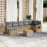 Maison Chic Seti vrtnega pohištva - Vrtna garnitura - Vrtni pohištvo set 8-delna z blazinami bež poli ratan, (21800319) | Shoptok.si