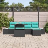  Sjedeća garnitura za vrt 6 kom. Crna i Plava poliratan 294 x 117 x 85 cm | shoptok.hr