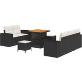8 Dijelni Vrtni Sofa Set s Jastučićima Crni Poli Ratan Acacia 3 Dijelni Vrtni Set za Ručavanje s Jastučićima Crni Poli Ratan Ac Cijene