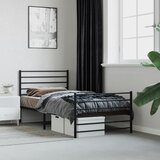 Maison Chic Kovinski Posteljni okvir - Enojna postelja - Postelja za odrasle z vzglavjem in vznožjem črn 90x190 cm, (21696608) | Shoptok.si