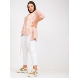Fashion Hunters Dusty pink loose-fitting plus size cotton blouse Cene