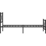 Metalni okvir kreveta uzglavlje i podnožje crni 100x190 cm | shoptok.hr