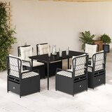 vidaXL 7-dijelni vrtni blagovaonski set s jastucima crni od poliratana | shoptok.hr