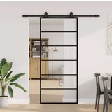  Drsna vrata z opremo črna 90x205 cm ESG steklo | Shoptok.si