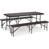 Modern Home catering stol 180 cm + 2 klupe - smeđi rattan | shoptok.hr