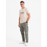 Ombre Men's T-shirt with print and round neckline - cream | shoptok.hr