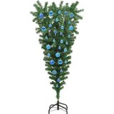 vidaXL Umjetno obrnutog oblika božićno drvce s lopticama Zelena 150 cm | shoptok.hr