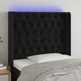 The Living Store LED posteljno vzglavje črno 93x16x118/128 cm žamet - LED Vzglavje, (21659708) Cene