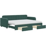 vidaXL Izvlečna dnevna postelja s predali temno zelena 80x200 cm žamet, (20929806) | Shoptok.si
