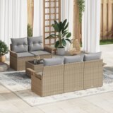 vidaXL 6-delni vrtni kavč set z blazinami bež poli ratan | Shoptok.si