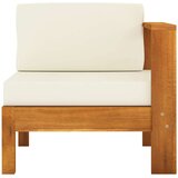  Sredinski kavč z 1 naslonjalom za roke kremno bel trdna akacija, (20659850) | Shoptok.si