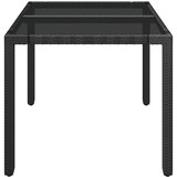  Vrtni stol sa staklenom pločom crni 90x90x75 cm od poliratana | shoptok.hr